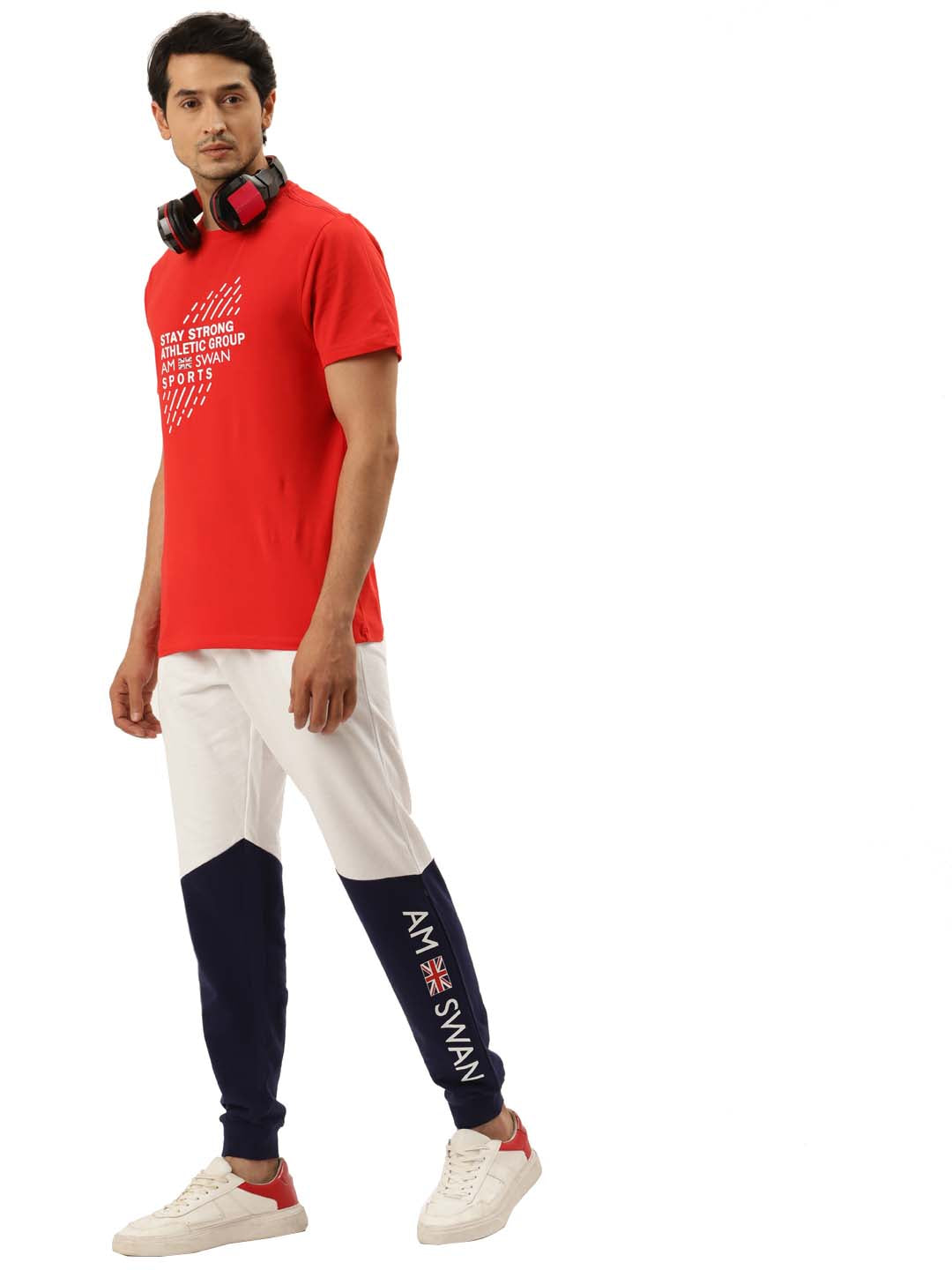 Mens Premium Cotton Colourblocked Printed Track Pants
