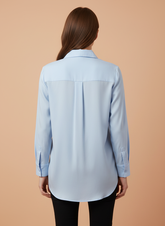 Elegant Sky Blue Embroidered Shirt for Women