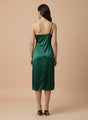 Women’s Luxury European Satin Emerald Green Midi Dress