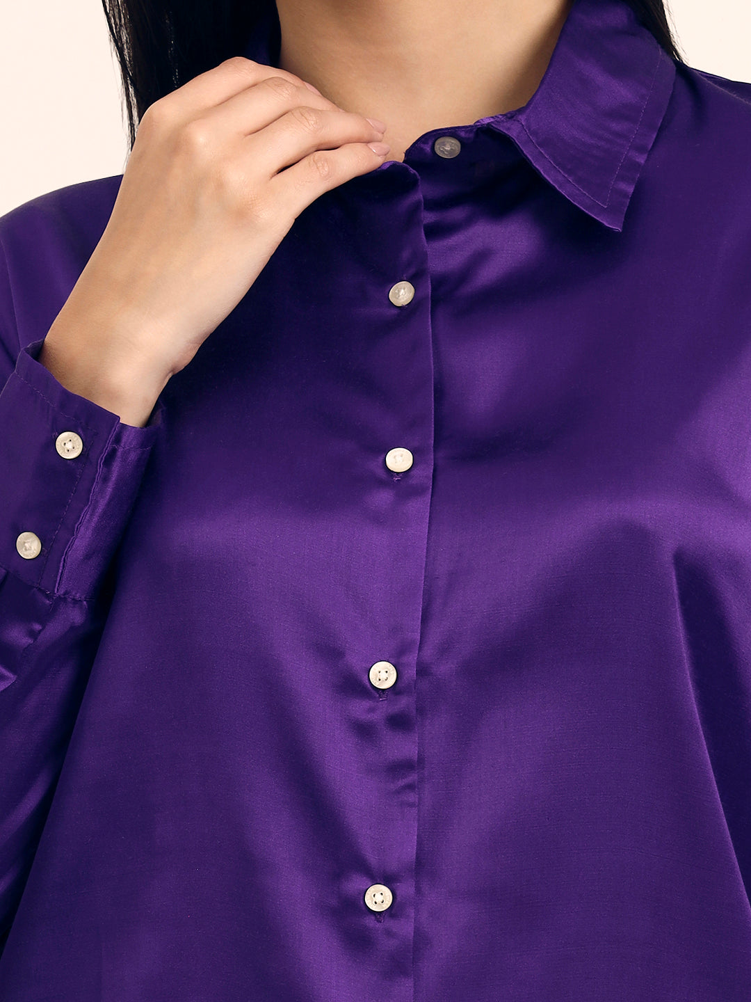 Luxury Modal Satin Shirt for Women  Purple