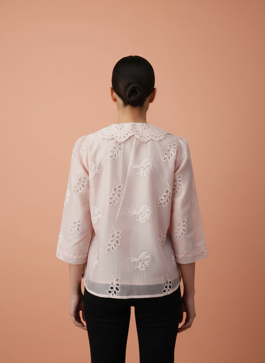 Luxury Embroidered Women’s Peter Pan Collar Top