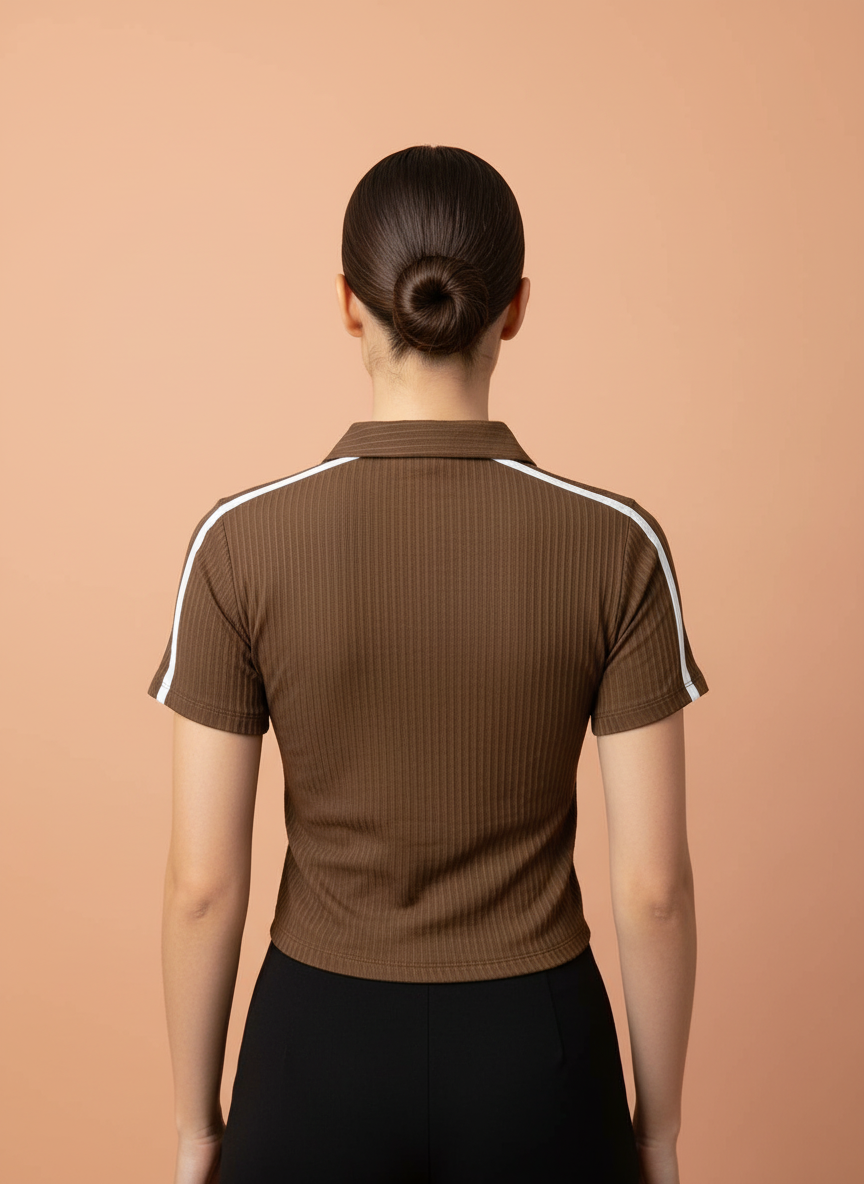 lim Fit Short Sleeve Shirt with Gold Brooch