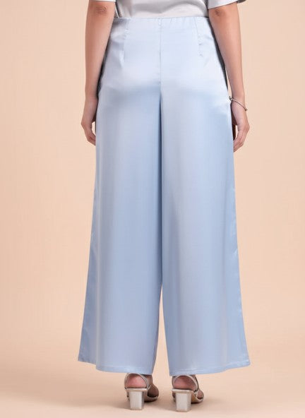 European Satin Regular Fit Flared Trouser