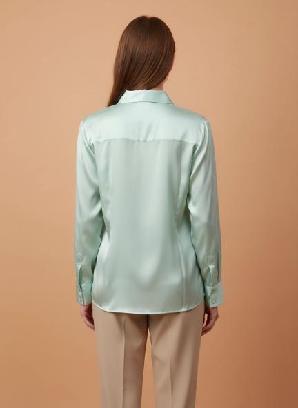 Ice Green Regular Fit Summer Satin Shirt