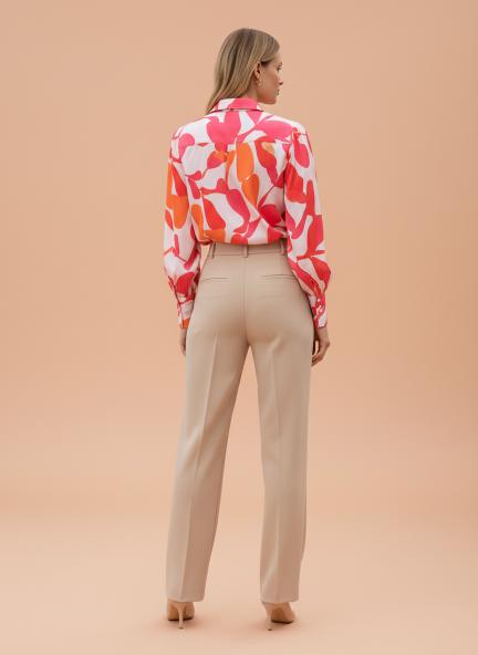 Satin Digital Print Puff Sleeve Shirt