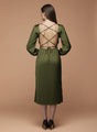 Women's Luxury European Satin Midi Dress Olive