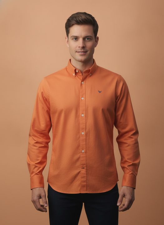 Orange Shirt With Premium Cotton Lycra