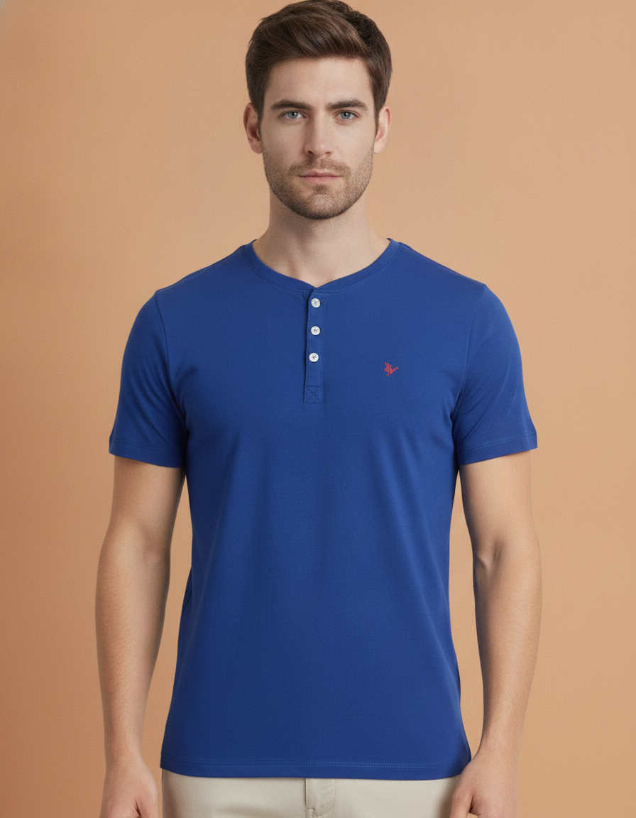 Mens Premium Cotton Half Sleeve Henley T-Shirts