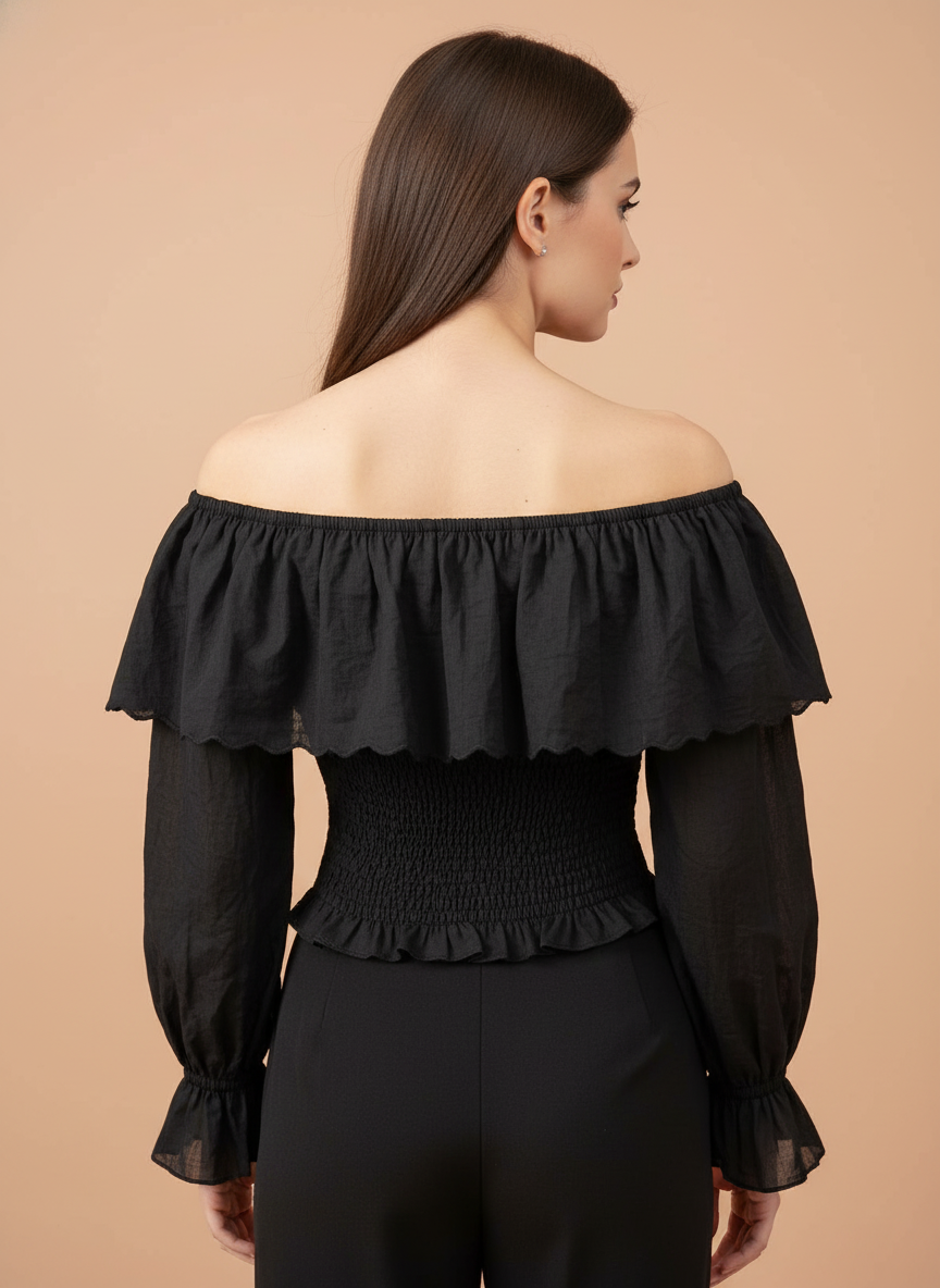 Women’s Black Off Shoulder Lace Top