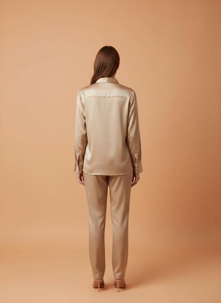 Champagne Regular Fit Summer Satin Shirt