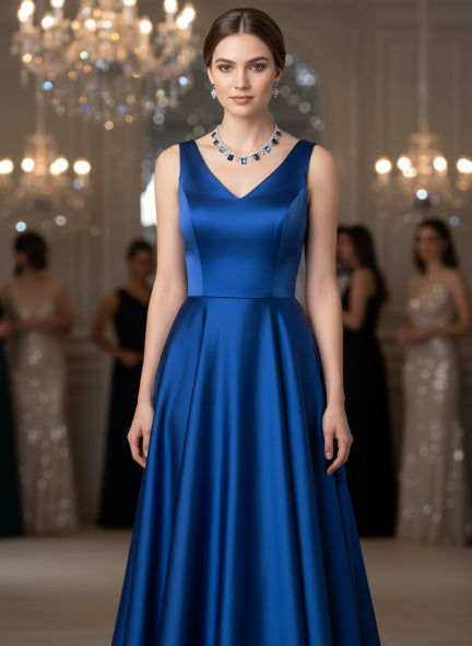 Blue Cubic Zirconia Necklace & Earrings Set for Women