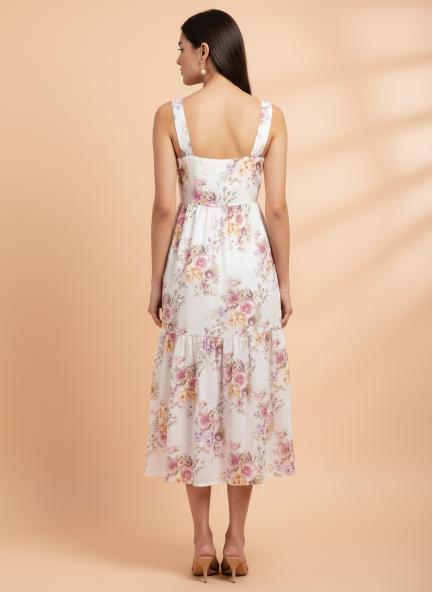Premium Muslin Digital Print  Maxi Dress With Slash Pocket