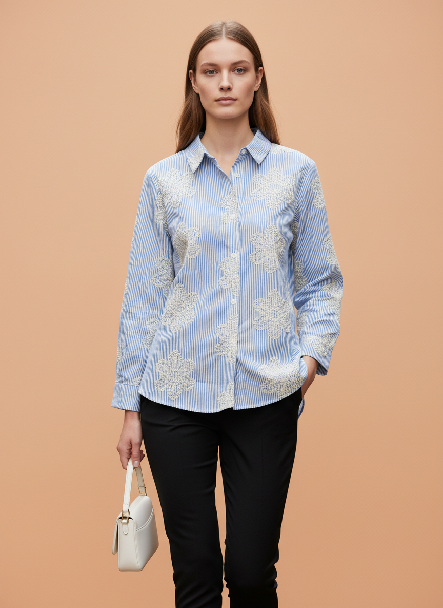 Embroidered Stripe Women’s Shirt