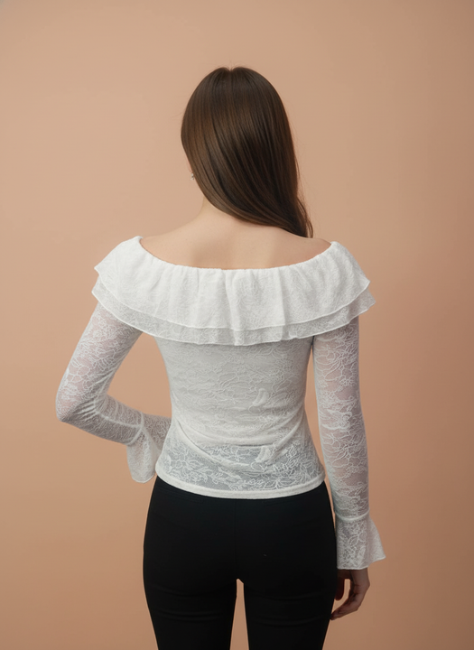 White Off-Shoulder Lace Top for Women
