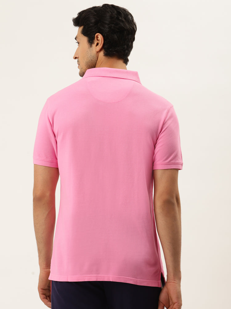 Premium Pink Cotton Half Sleeve Polo