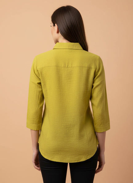 Luxury Olive Beaded Linen Shirt
