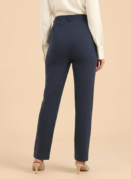 Premium Indigo Knit Multi Pleated Trouser