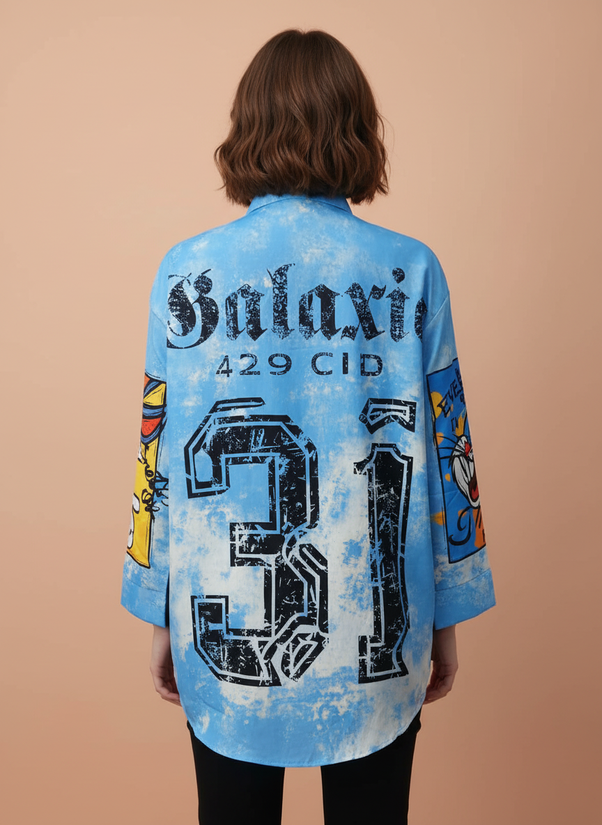 Premium Cartoon Print Statement Shirt for Women