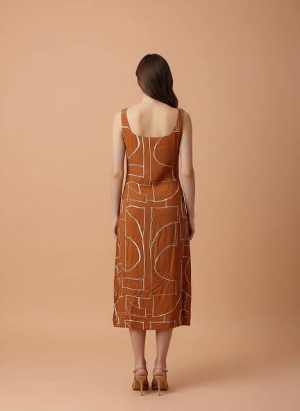 Rayon Printed Sleeveless Fit & Flare Maxi Dress