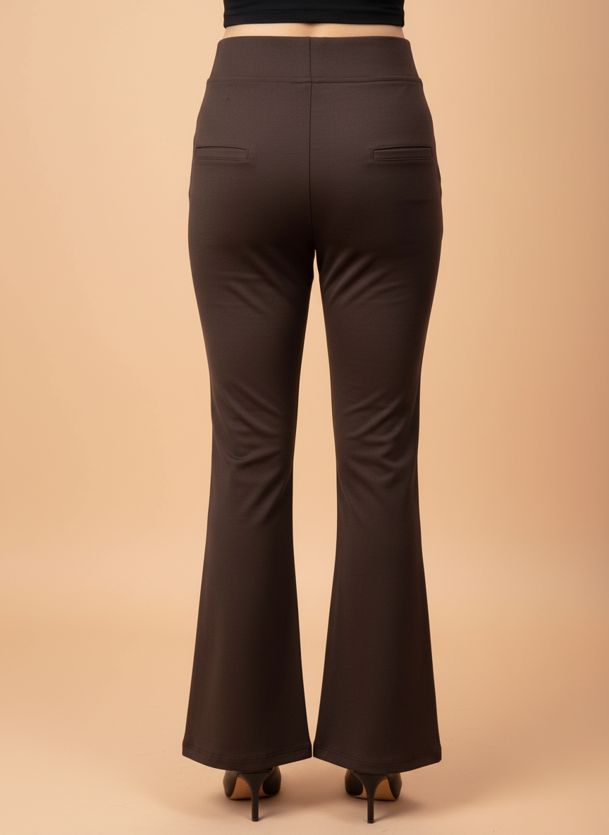 Dark Brown Flared Trousers for Women