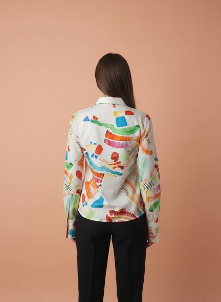 Premium Micro Multicolour Regular Length Straight Hem Digital Print Shirt