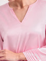 European Satin V Neck Long Sleeve Top