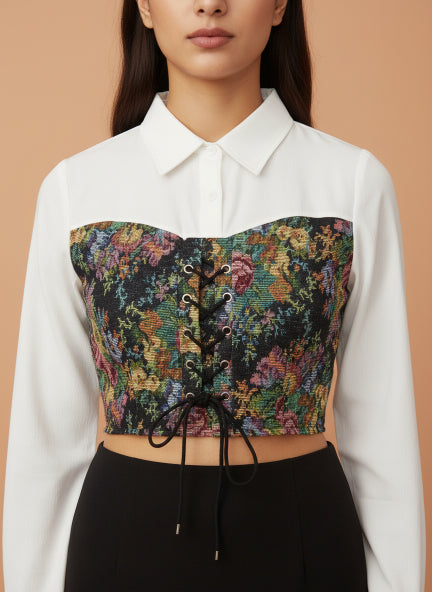 Premium Floral Corset Style Shirt Dress for Women