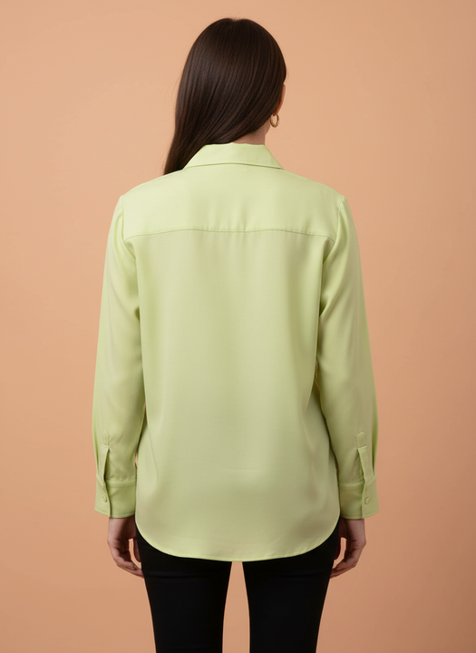 Sage Green Floral Butterfly Embroidered Shirt