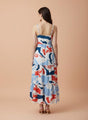 Premium American Crepe Digital Print  Shoulder Strap Maxi Dress With Slash Pocket