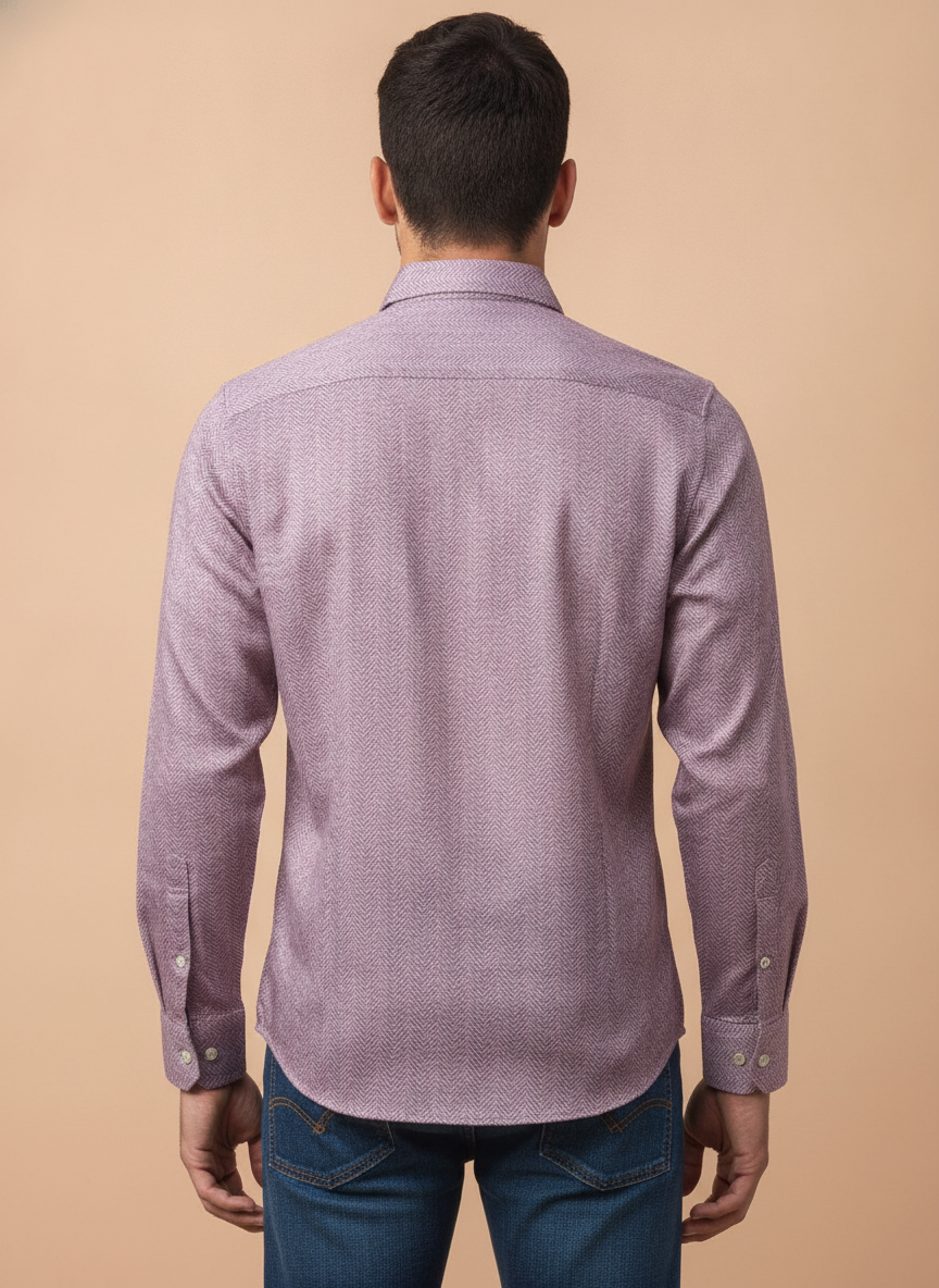 Men'S Poly Satin Lycra Purple Digital Printed Shirt
