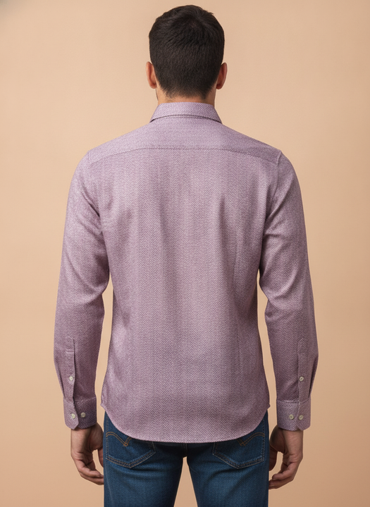 Men'S Poly Satin Lycra Purple Digital Printed Shirt