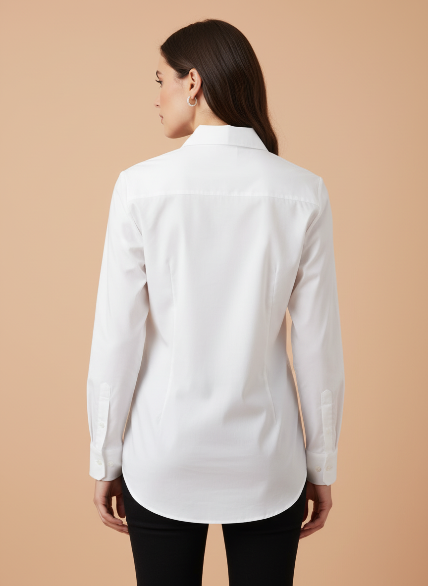 Elegant White Floral Embroidered Formal Shirt