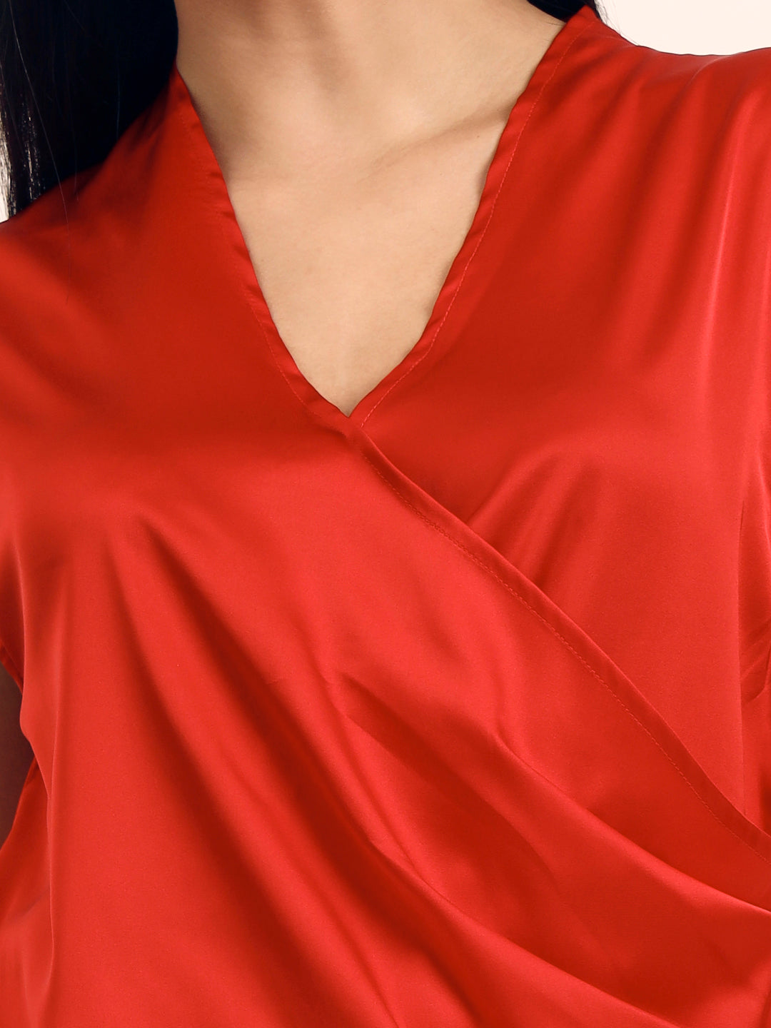Women's Luxury European Satin V Neck Pleated Sleeveless Top