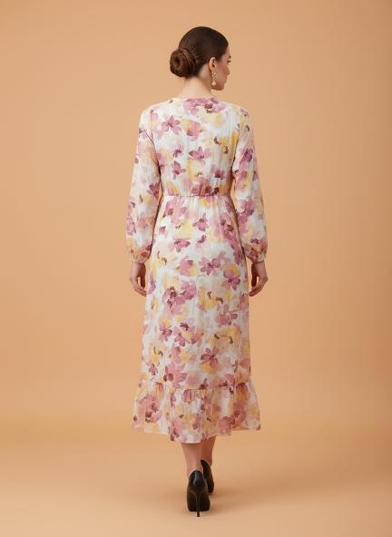 Rayon Printed Full Sleeve Maxi Dress