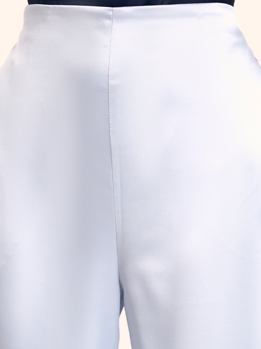 Luxury Satin Wide Leg Pants European Fabric  Ice Blue Glam Look
