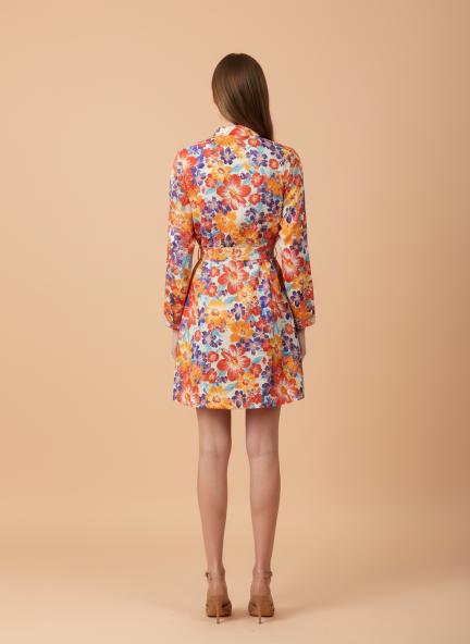 Muslin Digital Print  Midi Dress With Slash Pocket