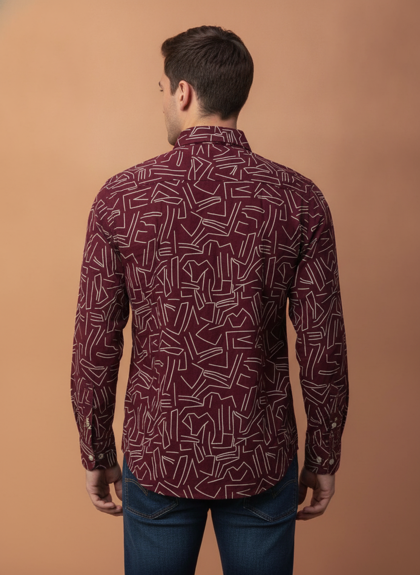 Premium Rayon Shirt For Men With Spread Collar And Smart Fit In Self Design