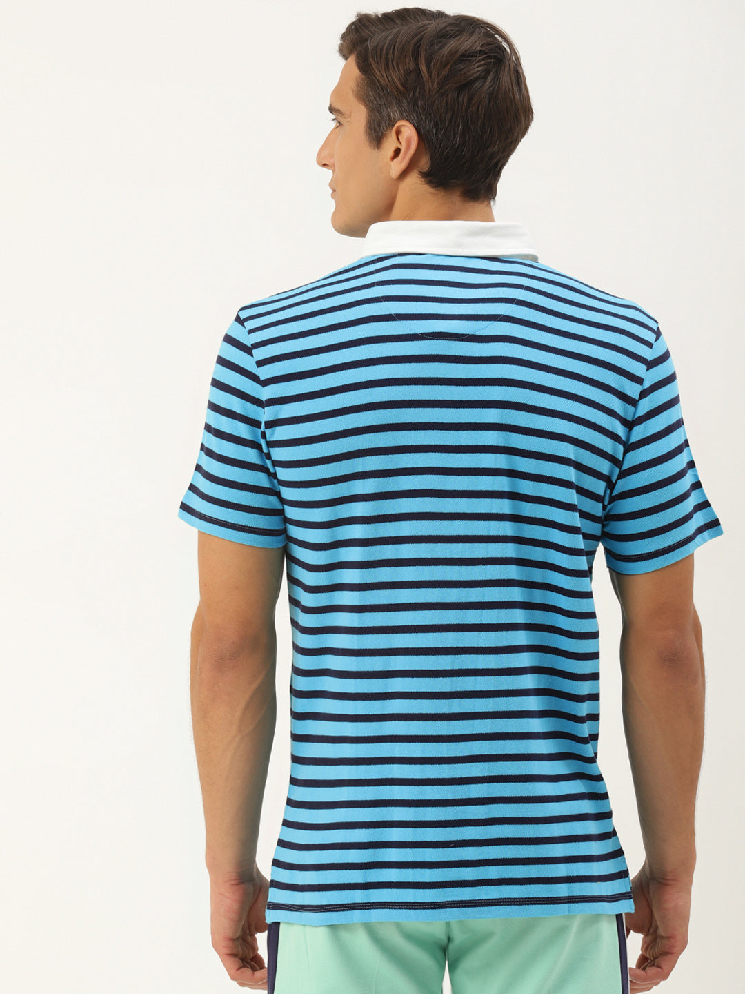 Men's Collar T-Shirts with Stripes in Premium Cotton and Half Sleeves