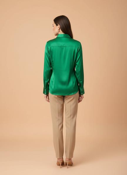 Shamrock Green Regular Fit Summer Satin Shirt