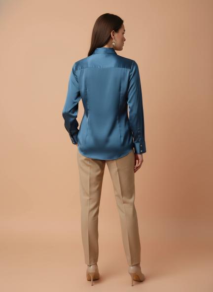 Marble Blue Regular Fit Summer Satin Shirt