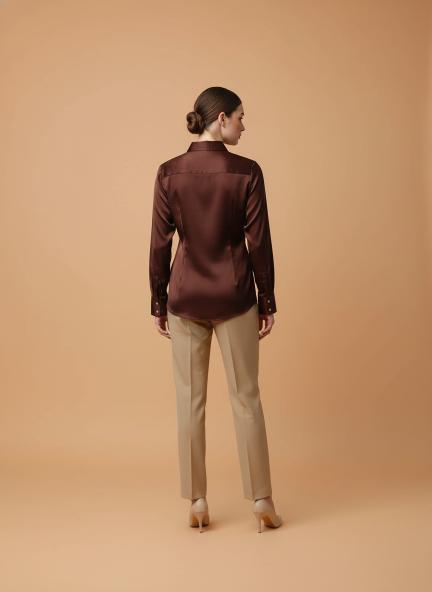 Chocolate Brown Regular Fit Summer Satin Shirt