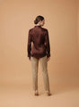 Chocolate Brown Regular Fit Summer Satin Shirt