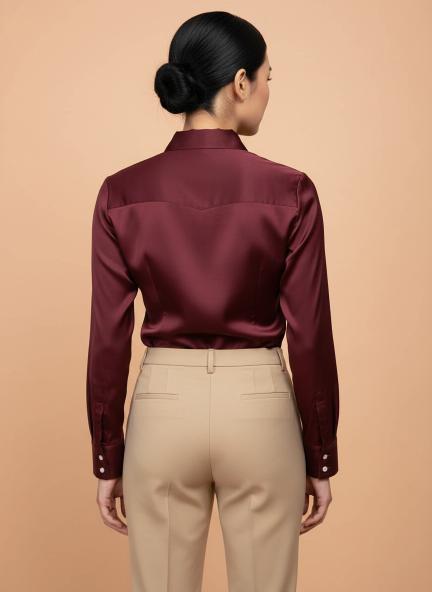 Maroon Regular Fit Summer Satin Shirt