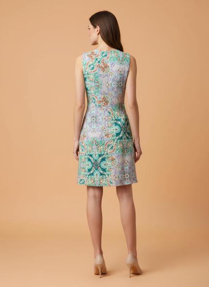 Rayon Printed Fit & Flare A Line Midi Dress