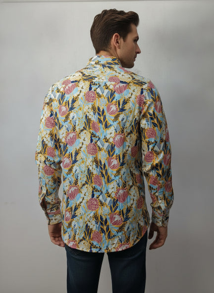 Men'S Floral Print Premium Rayon Shirt