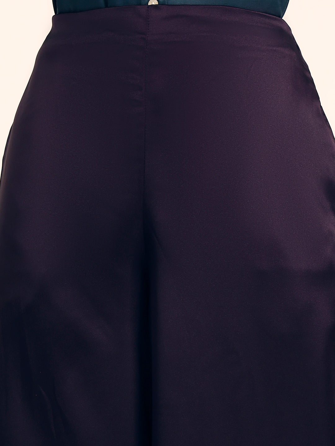 Luxury Satin Wide Leg Pants European Fabric  Plum Wine Glam Look