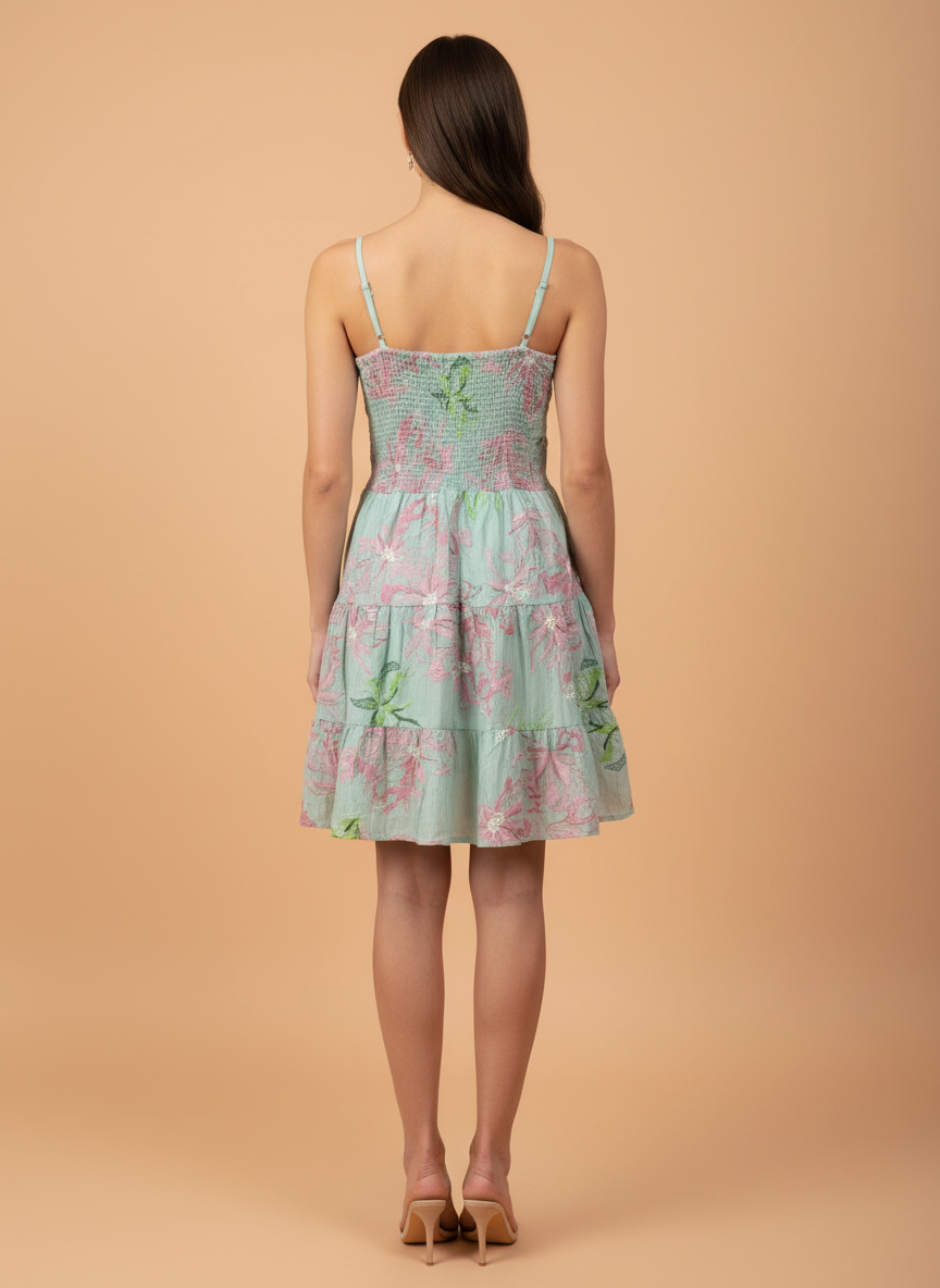 Women’s Floral Print Spaghetti Strap A-Line Dress