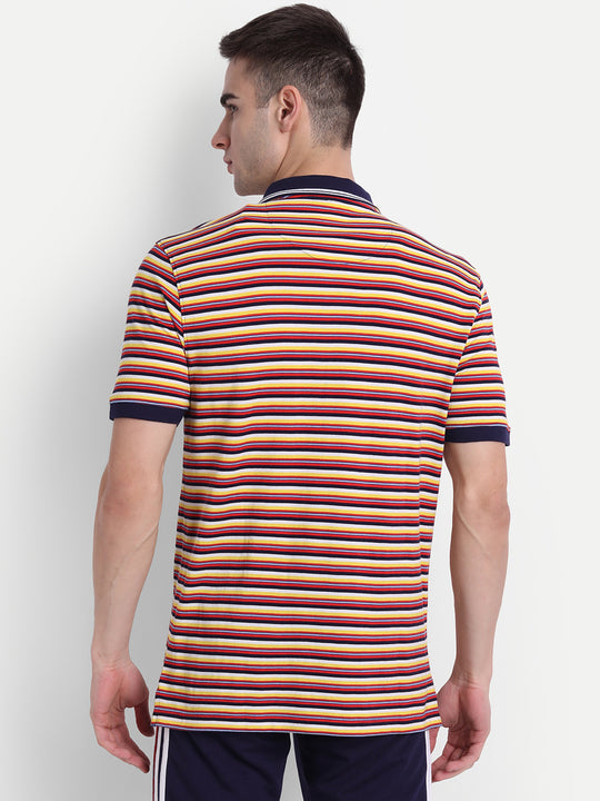 Mens Premium Cotton Striped Half Sleeve Collar T-Shirts