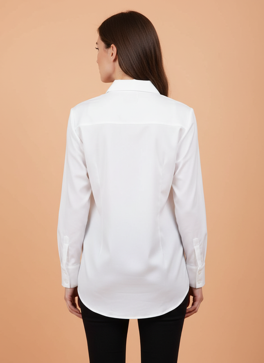Elegant Floral Embroidered White Shirt for Women