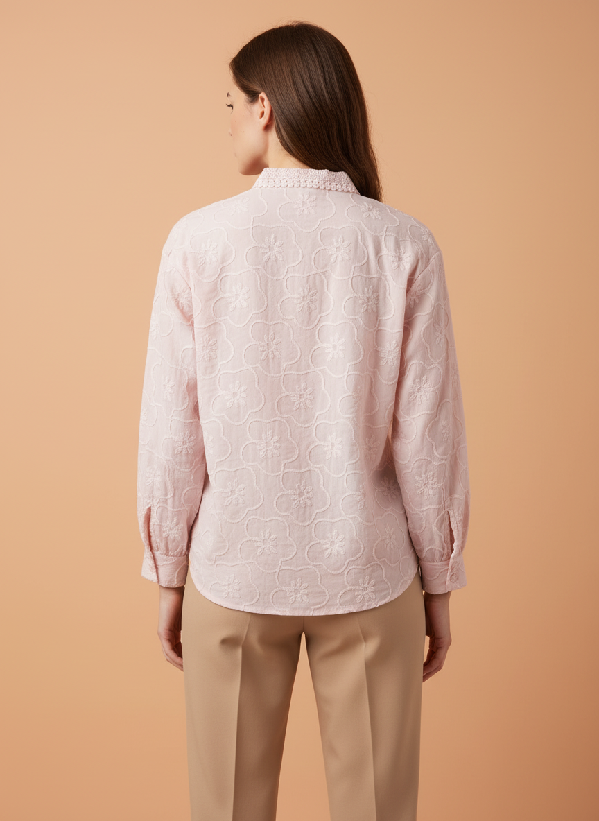 Light Pink Embroidered Women Shirt
